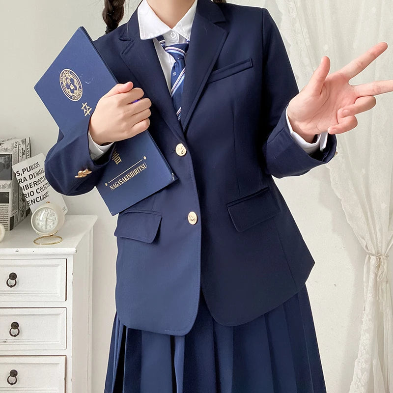 University School Girl Blazer Winter School Uniform Navy Coat Japanese High School Uniforms Suit Girl Students Jacket Seifuku