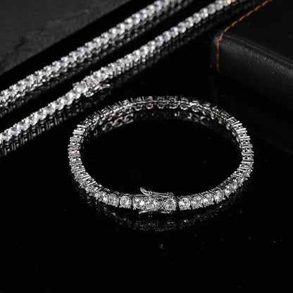KNOBSPIN 925 Sterling Silver Double Lock Moissanite Tennis Necklace D VVS1 Diamond with GRA Certificates Neck Chain Fine Jewelry