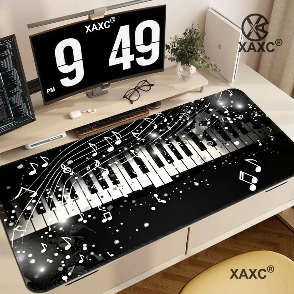 Music symbol and piano design Mouse Pad Large Computer Office Table Mats Rubber Anti-slip Gaming Keyboard Long Desk Pad HYBXXC