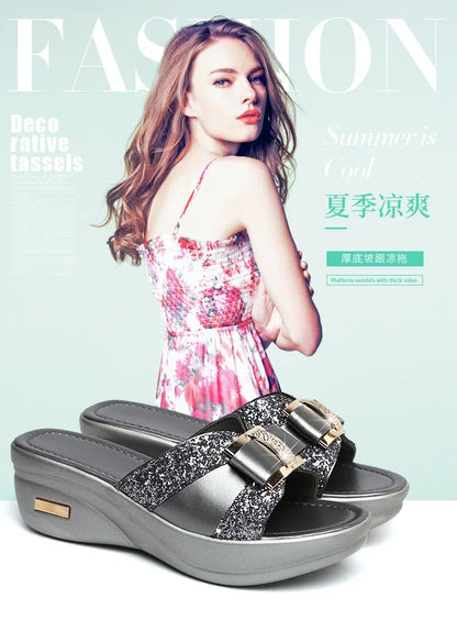 2024 Summer Women's Open Toe Casual Slippers Women Fashion Platform High Heel Female Slides Shoes Comfortable Wedge Sandals