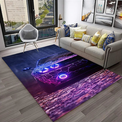Racing Car Sports Car Carpet Rug for Home Living Room Bedroom Playroom Sofa Doormat Decor,Kids Game Area Rug Non-slip Floor Mat