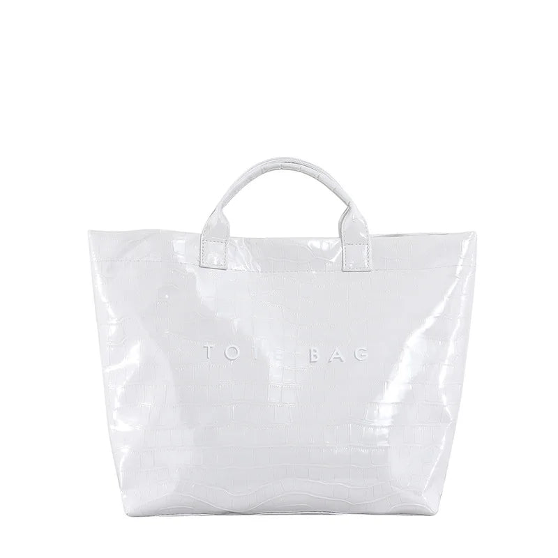 Crocodile Texture Tote Bag Pvc Kraft Paper Large Capacity Luxury Hobo Handbag Women Casual Shopping Letters Top Handle Hand Bags