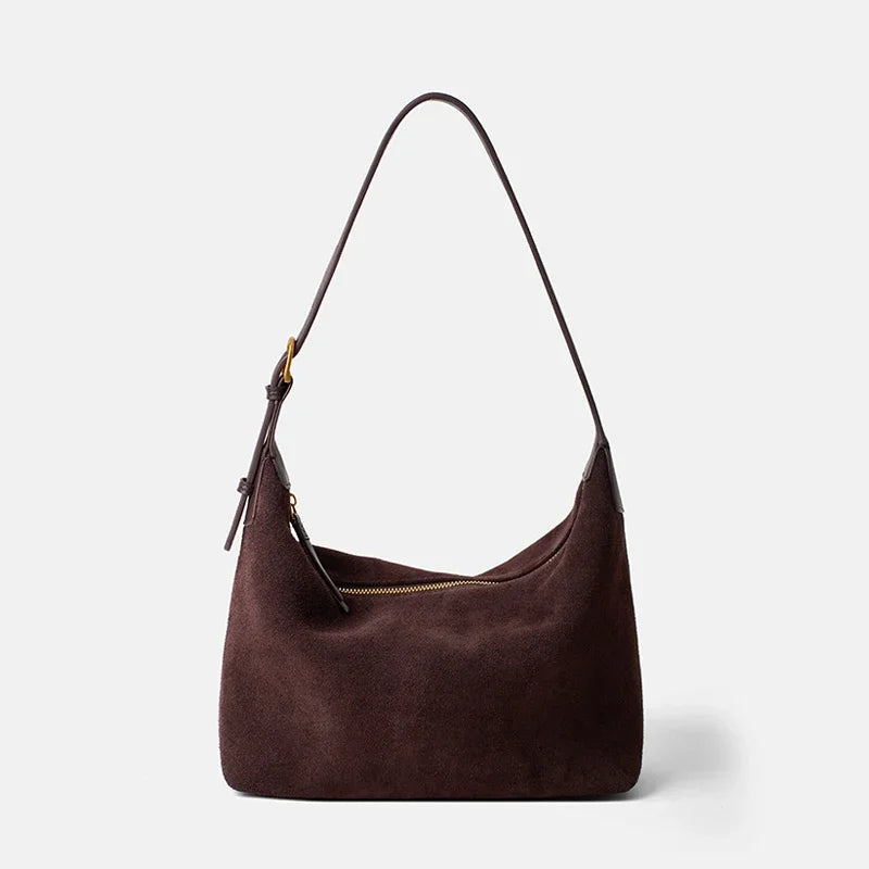 Winter Women's Natural Suede Leather Crossbody Bag Female Casual Versatile Shoulder Handbag Ladies Classic Cowhide Underarm Bags