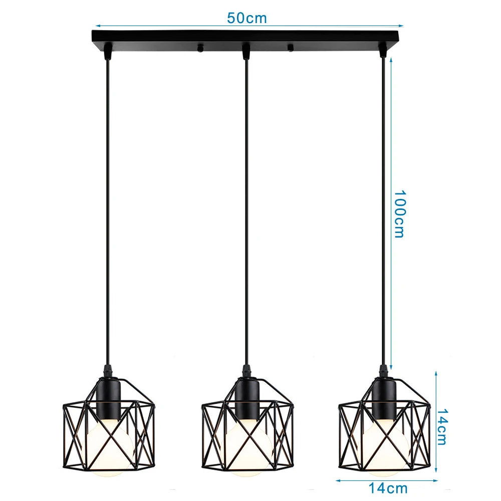 3 Heads Vintage Pendant Lights Wood Hanging Lamp Chandelier Industrial for Loft Dinning Living Room Kitchen Lighting Fixture LED
