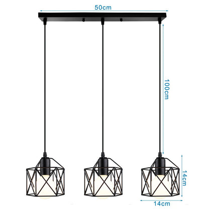 3 Heads Vintage Pendant Lights Wood Hanging Lamp Chandelier Industrial for Loft Dinning Living Room Kitchen Lighting Fixture LED