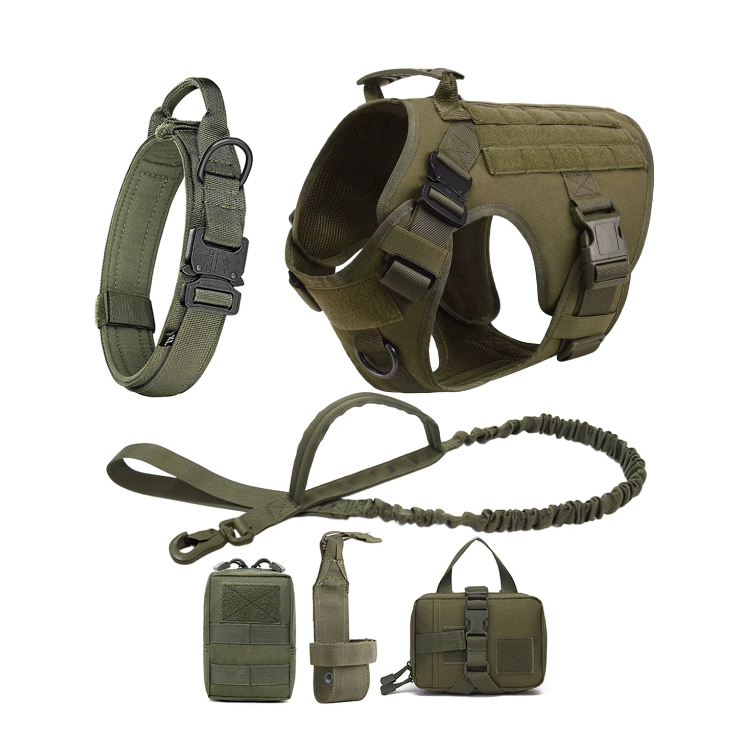 Dog Harness Collar Leash Molle Pouches For Medium Large Dogs Pet German Shepherd Training Walking Vest Tactical Dog Harnesses