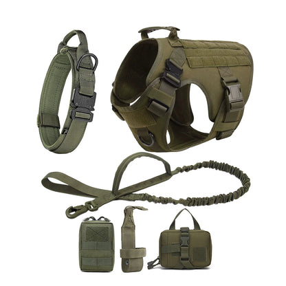 Dog Harness Collar Leash Molle Pouches For Medium Large Dogs Pet German Shepherd Training Walking Vest Tactical Dog Harnesses