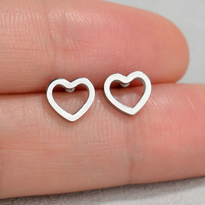 Minimalist Stainless Steel Earings Mini Heart Star Geometric Stud Earrings For Women Cute Cat Dog Flower Leaf Earrings Jewelry