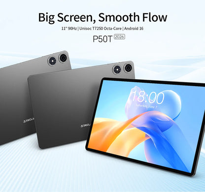 Teclast P50T Android 16 Tablets 90Hz 11" Display 8 Core UNISOC T7250 Max.16GB RAM(3GB+13GB Virtual) 128GB ROM 8000mAh GPS Tabs