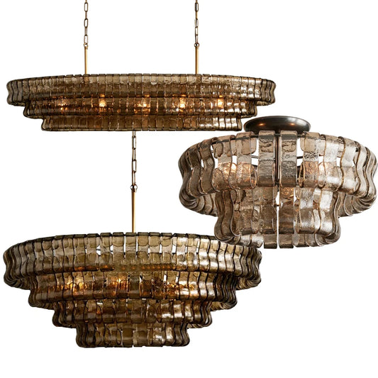 Gray/Clear Glass Ceiling Chandeliers Classic Modern Room Decor Vintage Chandelier Ceiling Lights E14 Bulb, Easy Installation