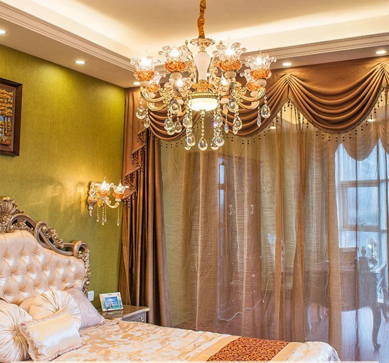 Luxury Living Room Chandelier Crystals Glass Hall Main Pendant Lamps Restaurant Bedroom French Creative Hanging Light Luminaire