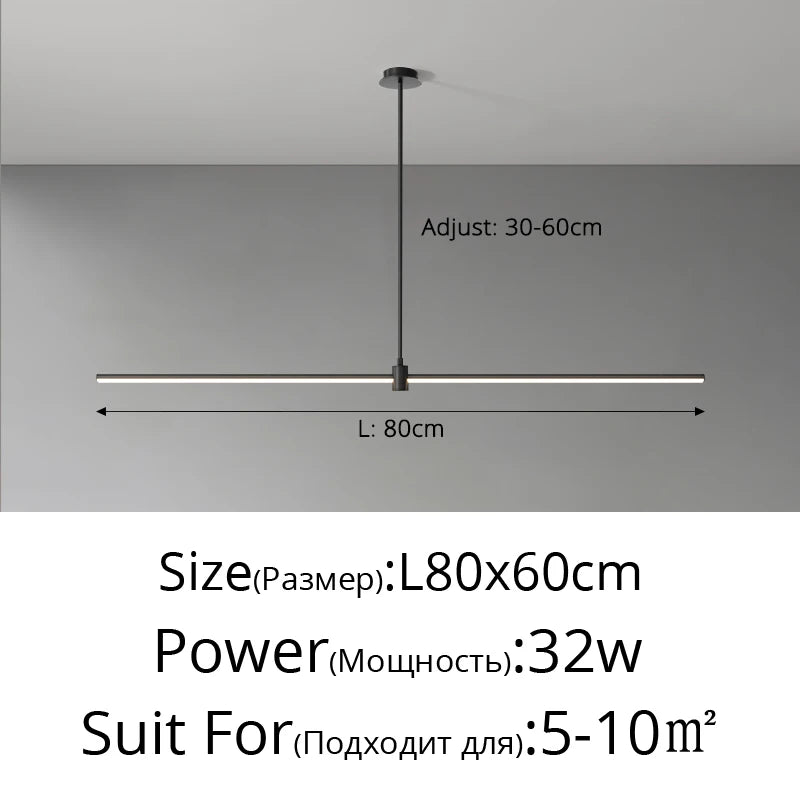 Modern Simplicity Long Linear LED Pendant Lights Strip Hanging Indoor Lamps for Office Table Kitchen  Home Decoration Chandelier