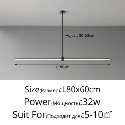 Modern Simplicity Long Linear LED Pendant Lights Strip Hanging Indoor Lamps for Office Table Kitchen  Home Decoration Chandelier