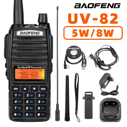 Baofeng UV-82 Walkie-Talkie 5W/8W FM Dual Standby Long Battery Life Outdoor Self-Driving Civil Hand-Held Walkie-Talkie