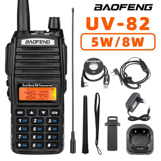 Baofeng UV-82 Walkie-Talkie 5W/8W FM Dual Standby Long Battery Life Outdoor Self-Driving Civil Hand-Held Walkie-Talkie