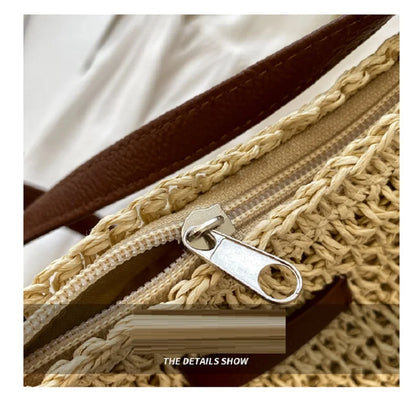 Ladies Fashion Summer Straw Crossbody Bag Women Beach Holiday Shopping Woven Shoulder Handbag Messenger Purses For Women Bags