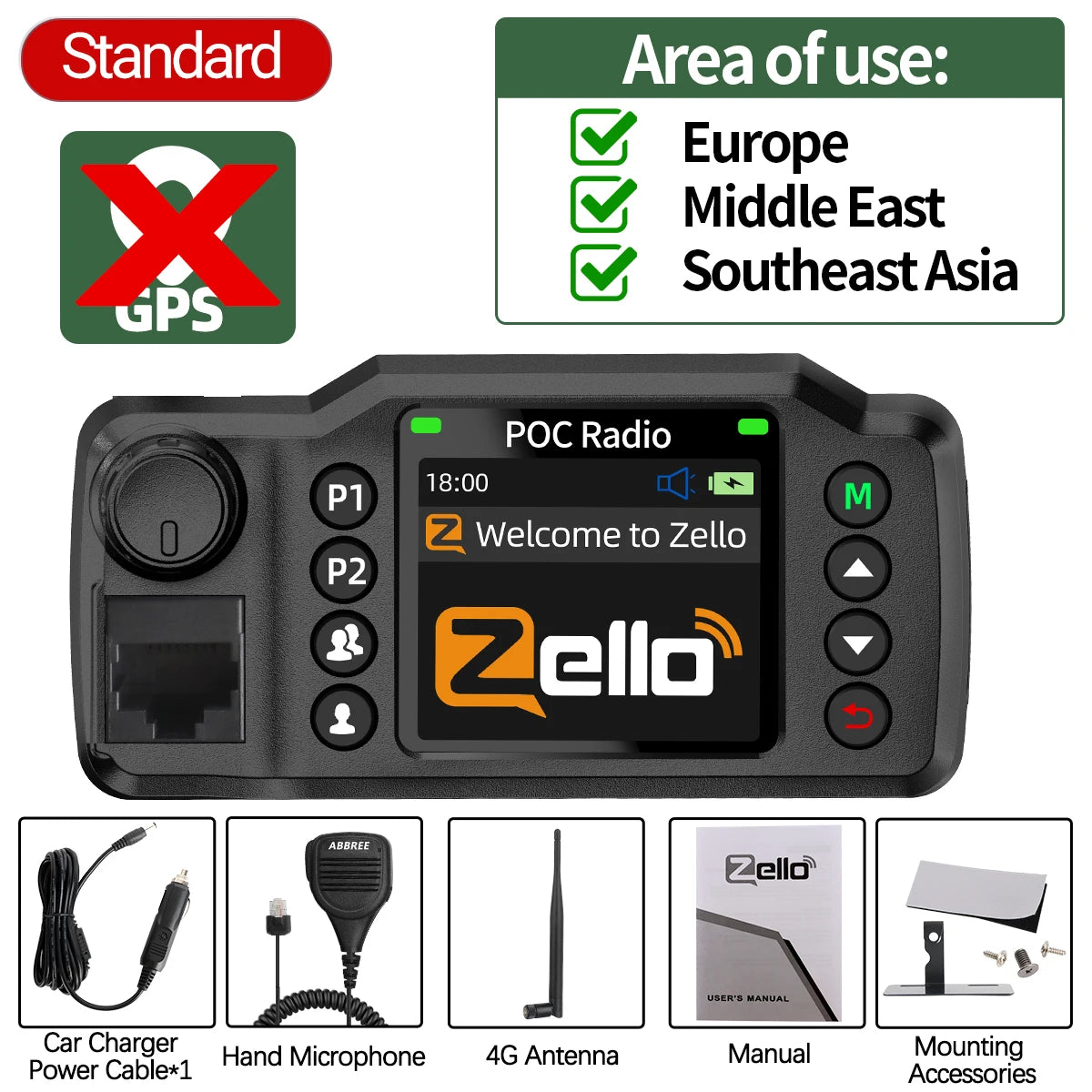 ABBREE GP-8900 PLUS Global POC Network Mini Mobile Radio Zello GPS Android Bluetooth WiFi Unlimited distance 4G/3G/2G Car Radio