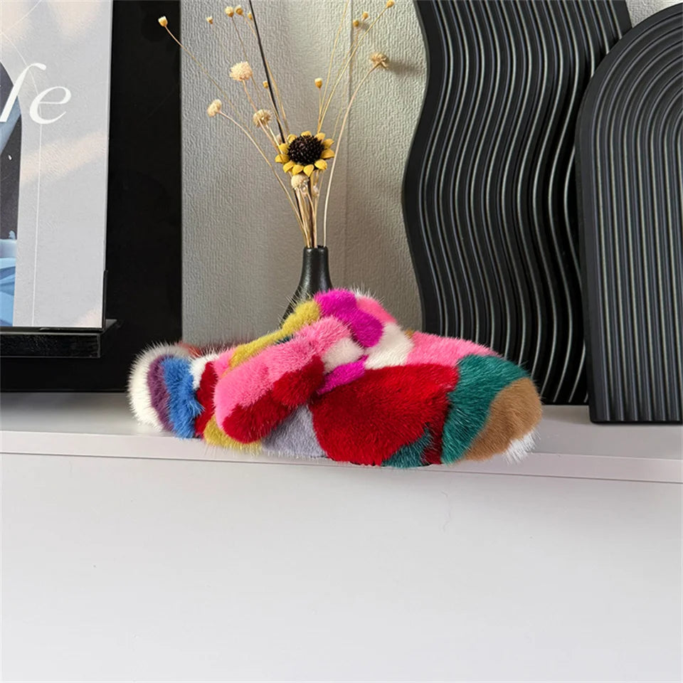 Slippers Shoes for Women 2026 Flat Real Fur Mink Slippers Soft Indoor Women's Slippers Flip Flops Woman Luxury Designer Shoes
