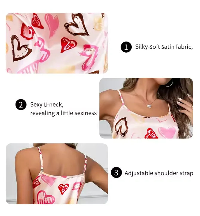 Ladies Sexy Sling Nightgown Nightdress Women's Sexy Lingerie Silk Satin Sleepwear Floral Pinting Nightwear Homewear Mini Dress