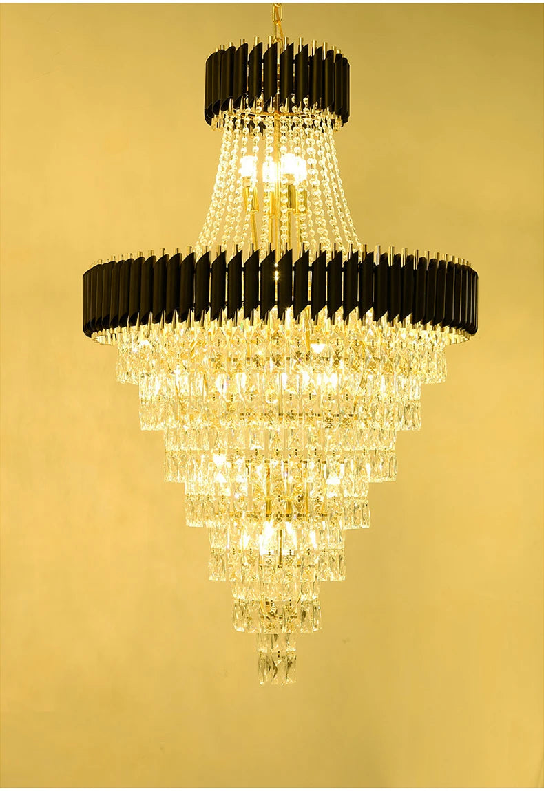 Luxury Crystal Chandeliers Home Villa Duplex  Attic Living Room Lighting Loft Decoration Indoor Pendant Lights Fixtures