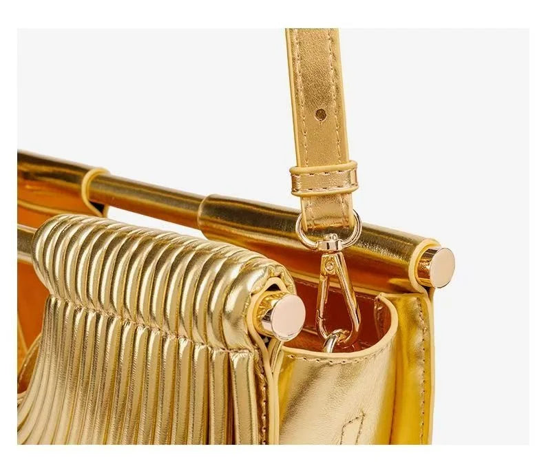 Handbags for Women 2026 New Gold Luxury Designer Brand Moon Handwoven Noodle Bags Leather Pulled Hobo Silver Evening Clutch Chic