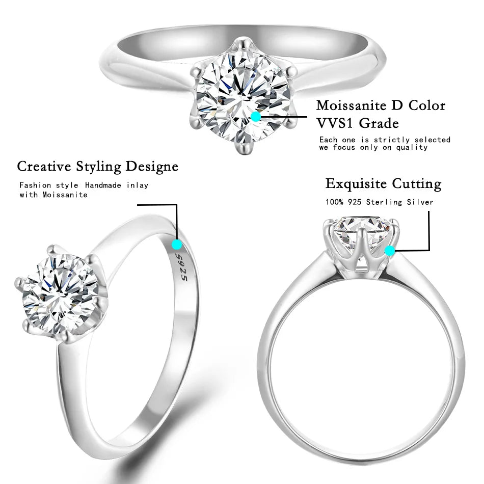 BLUEENCH GRA Certified 1-3CT Moissanite Ring VVS1 Lab Diamond Solitaire Ring for Women Engagement Promise Wedding Band Jewelry