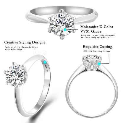BLUEENCH GRA Certified 1-3CT Moissanite Ring VVS1 Lab Diamond Solitaire Ring for Women Engagement Promise Wedding Band Jewelry