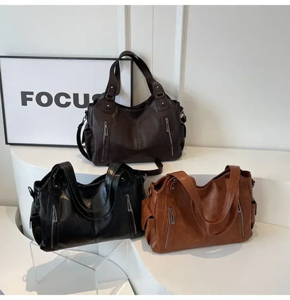Soft Interior Compartment Shoulder Bags 2024 High Quality Contrasting Colors Bags for Women Fashion Zipper Pu Women's Handbags