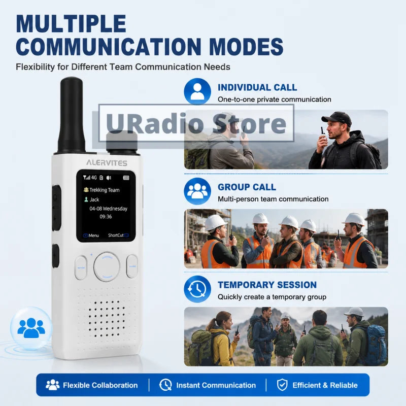 ALERVITES PoC AT1 Global Mini Walkie Talkie Baofeng Radio 4G APP Setting Type-C Charging Ultra-light Thin Single Call Nationwide