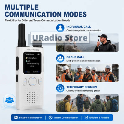 ALERVITES PoC AT1 Global Mini Walkie Talkie Baofeng Radio 4G APP Setting Type-C Charging Ultra-light Thin Single Call Nationwide