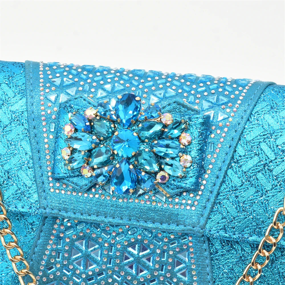 New Design Women Shoes and Bags To Match Set Nigeria Party Italian Shoe and Bag Set for Party in Women Rhinestone Women Pumps