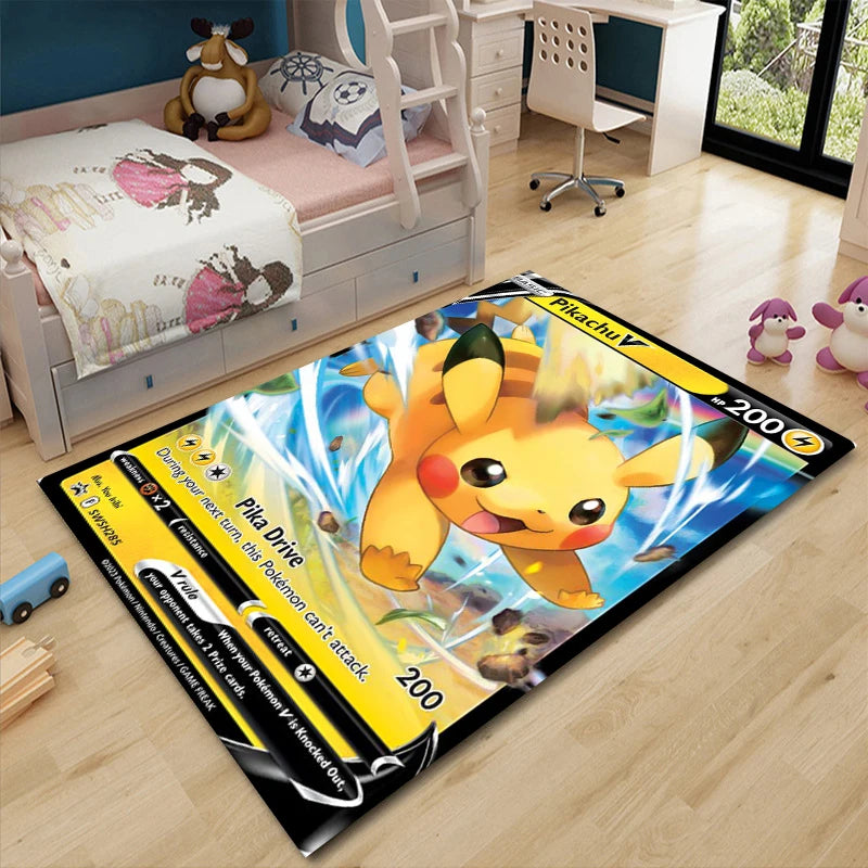 Japanese Anime Pokemon Card Pikachu Area Carpet for Living Room Home Decor Sofa Table Kids Rug Anti Slip Chair Lounge Floor Mat