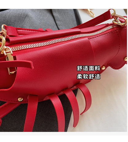 PU Zipper Commuting Crossbody Bags Lobster Shape Niche 2025 High Quality Ladies Bags Solid Color Rivet Fashion Shoulder Bags