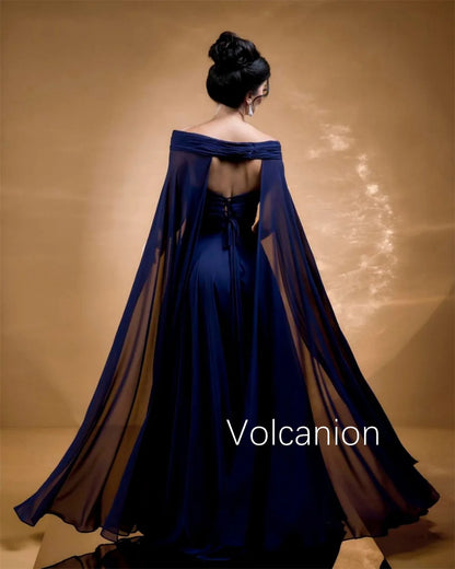 Customized Chiffon Pleat Ribbon A-line Off-the-shoulder Long Dresses Bespoke Occasion Evening Prom Exquisite Formal Simple