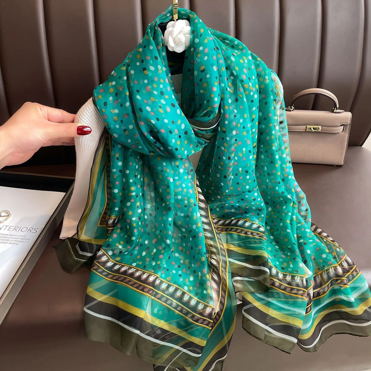 130*180cm Fashion Spring Summer Women Floral Printing Beach Silk Scarf Shawls Female Long Wraps Beach Sunscreen Hijab Lady