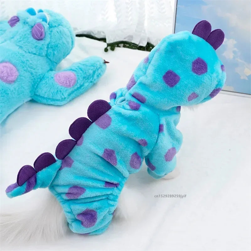 Dog Cat Hooded Coat Dinosaur Shaped Puppy Costume Autumn and Winter Thickened Warm Pet Clothing For Small Medium Dogs