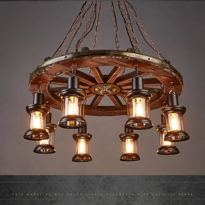 Classical Industrial Iron LED Wheel Pendant lights Metallic lustre Hanging Lamps Bar decoration Suspend Lamps Cafe Pendend Lamps