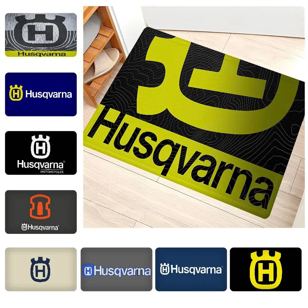 H-Husqvarna Logo Floor Mat INS Style Soft Bedroom Floor House Laundry Room Mat Anti-skid Household Carpets