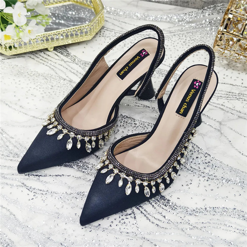 Designer Shoes Women's Luxury 2026 Elegant Crystal Women's Shoes Italian Women's Wedding Rhinestone Nigeria Party Wedding Pump