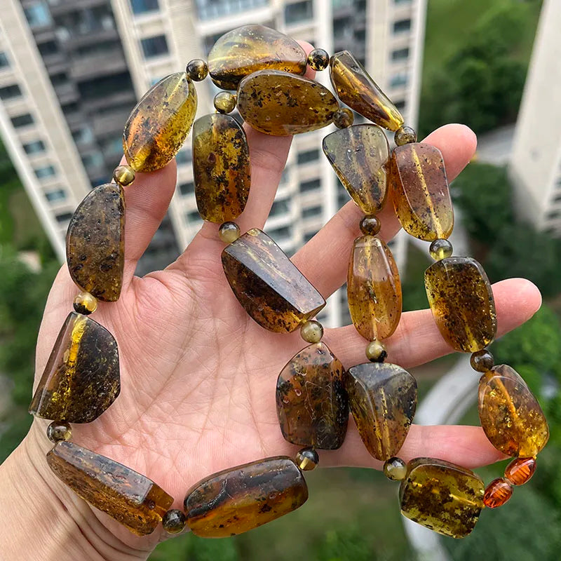 Big New Natural Amber Necklace for Gift European Baltic Original Beads Gogerous 100% Original Real Jewelry Supplier Wholesale
