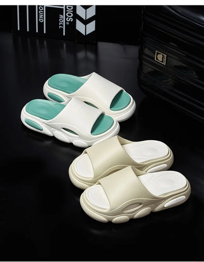 Comwarm New Men Summer Slippers Thick Sole House Non-slip Bathroom Shower Slides Outdoor Soft Cloud Fashion Beach Shoe Flip-flop