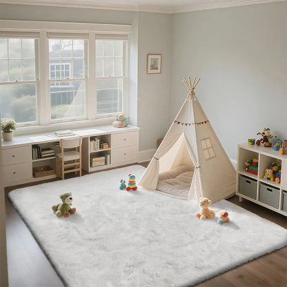 VIKAMA Ultra-Soft Puffy Rug, Bedroom & Living Room Indoor Floor Mat, Nursery Carpet, Children's Girls' Room Home Decor