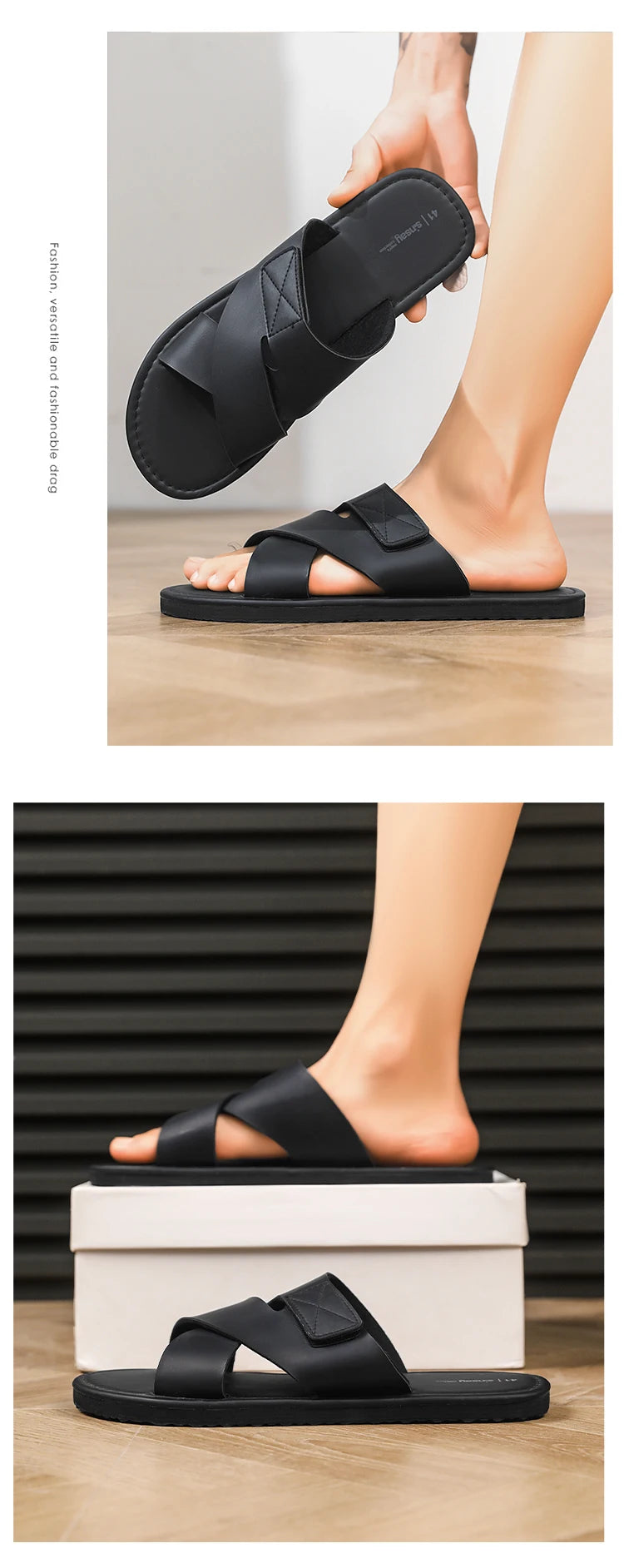 Men's slippers 2026 new summer leisure Korean fashion sports sandals light and comfortable flat bottom plus size sandals 46