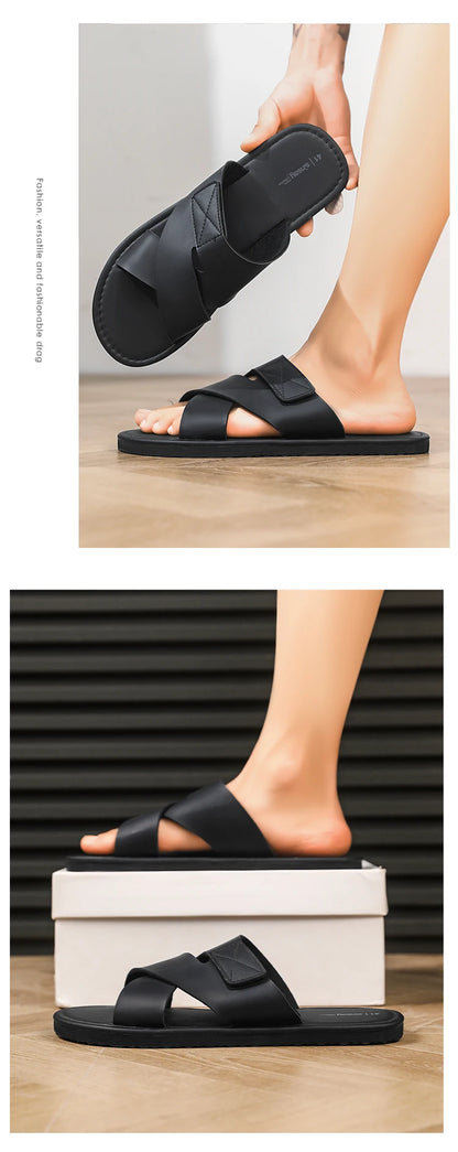 Men's slippers 2026 new summer leisure Korean fashion sports sandals light and comfortable flat bottom plus size sandals 46