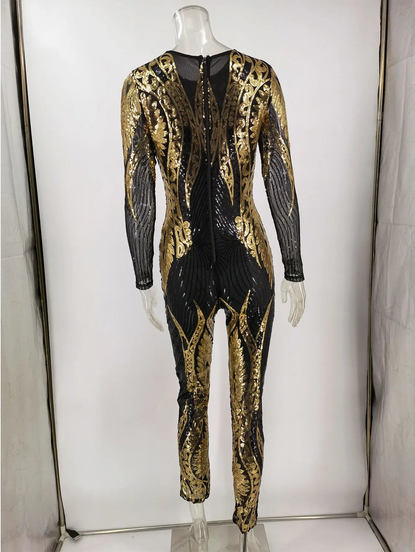 Sexy Long sleeve Sequin bodycon jumpsuit women body bodysuit one piece birthday party nightclub outfits womens jumpsuits overall