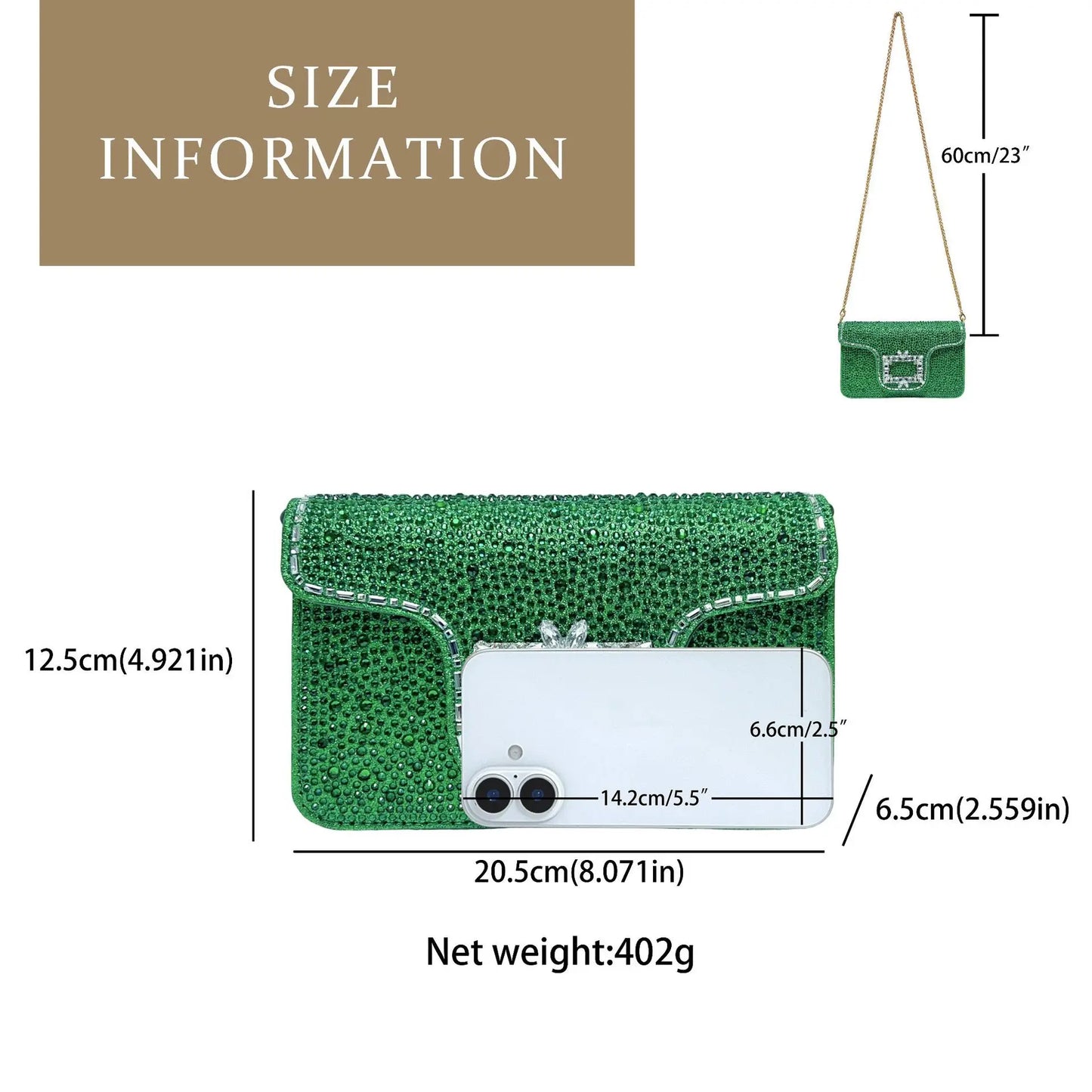 New Ladies Luxury Crystals Evening Bags Sparkling Diamond Dinner Party Dress Bags Metal Chain Wedding Clutch Purses and Handbags