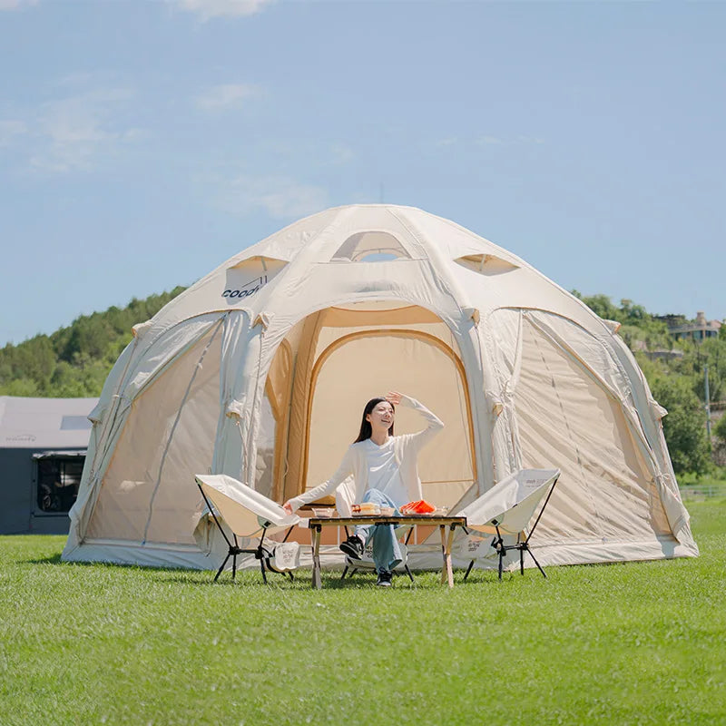 Coody Dome Air Tent Beige Classic Geodesic Inflatable Shelter Outdoor Camping Family Dome Canopy Tent