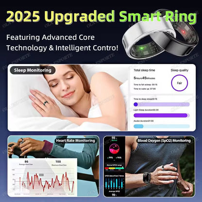 2026 New Sr08 Smart Ring LED Display Screen and Touch, Men Women, Heart Rate Health Monitoring, 5ATM Waterproof Sports Smartring