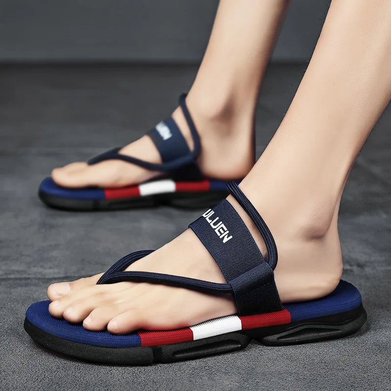 Kidmi New Men Sandals Summer Men Flat Sandals Outdoor Beach Flip-flops Fashion Home Flat Sandals Soft Non-slip Cloud Sandals