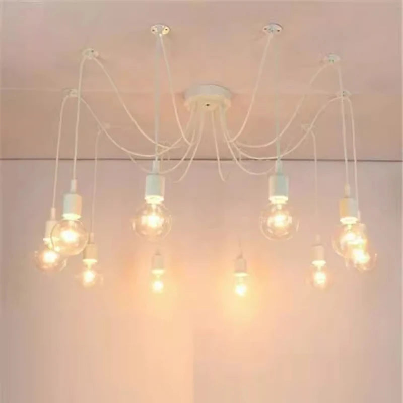 DIY Spider Lights Vintage Chandelier Edison Industrial Hanging Lamp Ceiling Multiple Pendant Light Kitchen Farmhouse Living Room